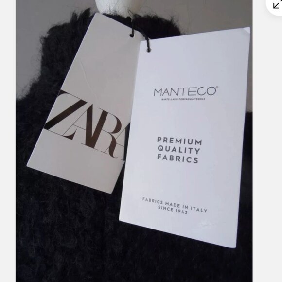 ZARA ZW COLLECTION BLACK MANTECO WOOL BOUCLE COAT WITH BELT SIZE M - Picture 8 of 12